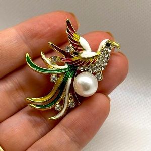 New Fire Phoenix Pearl Brooch